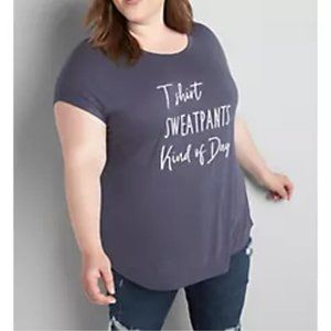 Lane Bryant Short Sleeve Blue Gray Graphic Tee - Size 18/20